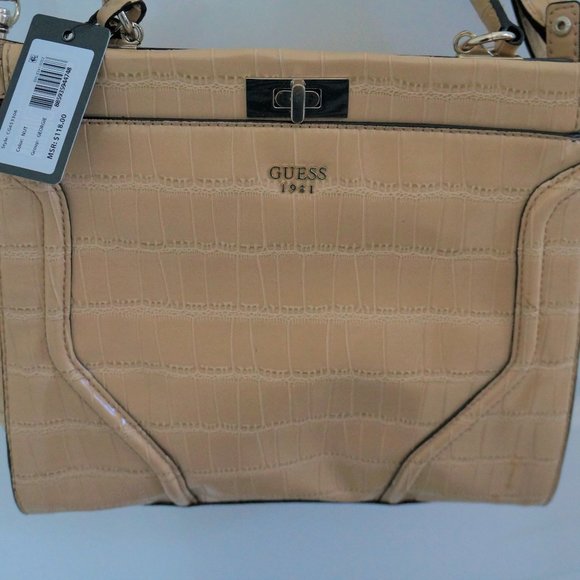 GUESS Women's Georgie Satchel Nut Handbag with matching wallet. - Picture 3 of 14